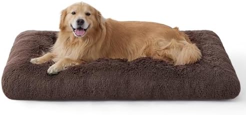 BEDSURE XXL Hundebett Waschbar, Flauschig Hundekissen, 119x74cm, Braun | Warmes Weiches Gemütliches Plüschkissen, Beruhigend für Großrassen, Verstärkte Rutschunterlage, Leicht Rein