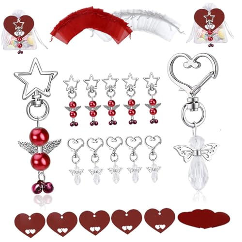 DEARMAMY Llaveros de Ángel Guarda 30 Unidades con Etiquetas y Bolsas para Regalos de Boda Cumpleaños y Decoración Navideña Amuletos Colgantes para Detalles y Recuerdos Obsequios