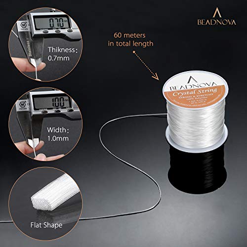 Image of BEADNOVA 1mm Elastic Stretch Polyester Jewelry Bracelet Crystal String Cord 60m Roll (Clear White),1 count