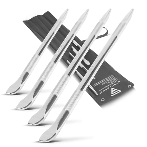 STAHLWERK Montageeisen 4er Set 500 | 600 | 700 | 800 mm Montiereisen | Montierhebel | Hebeleisen | Hebelstange aus verchromtem Mangan-Stahl