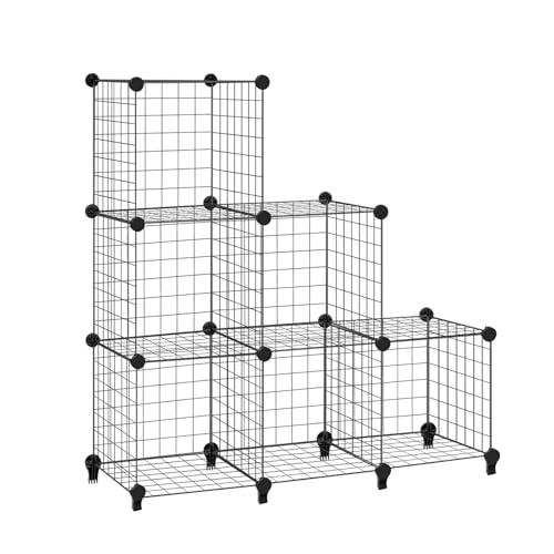 Xinng 6 Cube Wire Grid Stackable Storage Shelves,Interlocking Shelving Unit,Living Room Organiser Display Shelves,Closet Cabinet Organiser Shelves DIY bookcases(95x31x97cm)