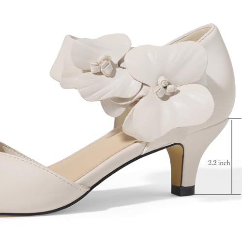 Womens Low Kitten Heels Closed Pointed Toe Slip on Pumps Ankle Strap Heels Sexy Elegant Bridal Party Dressy Shoes3