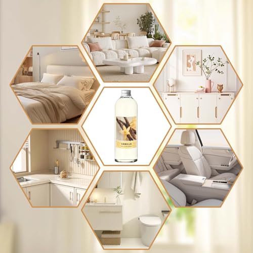 Image of STRN Reed Diffuser Refill, Vanilla Scent Diffuser 500ml | 16.9 oz with 6 Reed Sticks, Room Fresheners for Home, Long-Lasting Fragrance for Living Room, Bedroom, Office, Home Decor