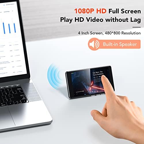 AGPTEK MP3 Player with Bluetooth WiFi, 4-inch Full Touch Screen MP3 MP4 Audio Player with 5MP Camera, Android Streaming Portable Lossless Music Player Support APPs, Spotify, Browser