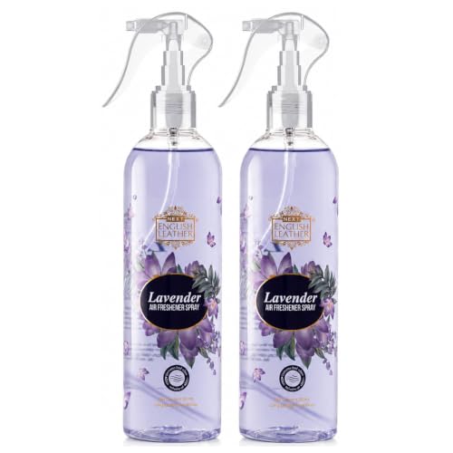 Image of Next English Leather Lavender Air Freshener Spray for Home, Car & Office - 200 ml (Pack of 2) | Long Lasting Room Freshener | Gas-Free Deodorizer for Indoor Spaces | Twin Value Pack