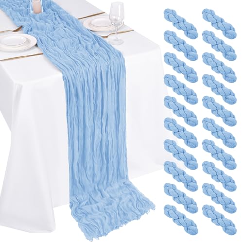 20 Pack Cheesecloth Table Runner - 17x108 Inch Light Blue