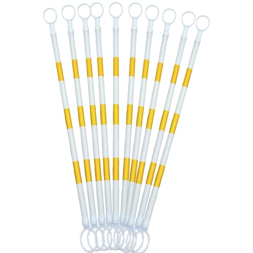 ERRULAN 10 Pack Retractable Traffic Cone Bar from 4ft to 7.2ft, Safety Traffic Barricade Retractable, Barricade for Road Construction for Loading Docks/Construction Sites/Crowd Control(Yellow)