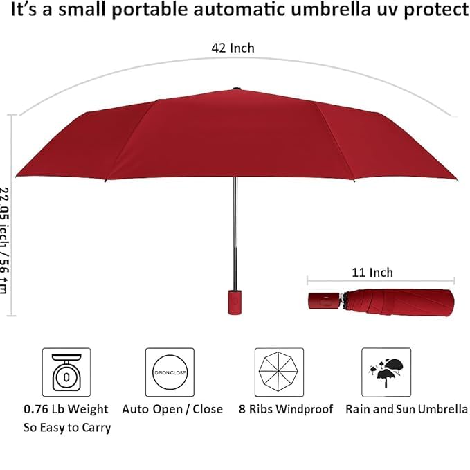 Image of TEKCOOL Umbrella, UV Big Size Umbrella for Sun Protection Rain Windproof Strong Large 3 Fold For Men Women Kids Boys Girls Perfect & Stylish Windproof & Compact''