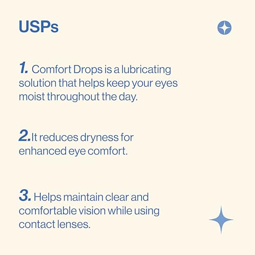 Image of Comfort Drops (15ml) for Contact Lens Users - Relieves Dryness, Reduces Irritation & Blurred Vision - Dual Lubrication Formula with PHMB