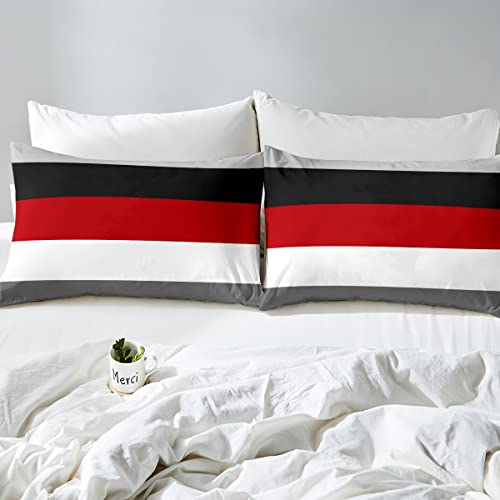 Homewish Red Black Stripes King Size Duvet Cover Set including 2 Pillowcases, 100% Soft & Breathable Polyester, Zip Closure - Image 4