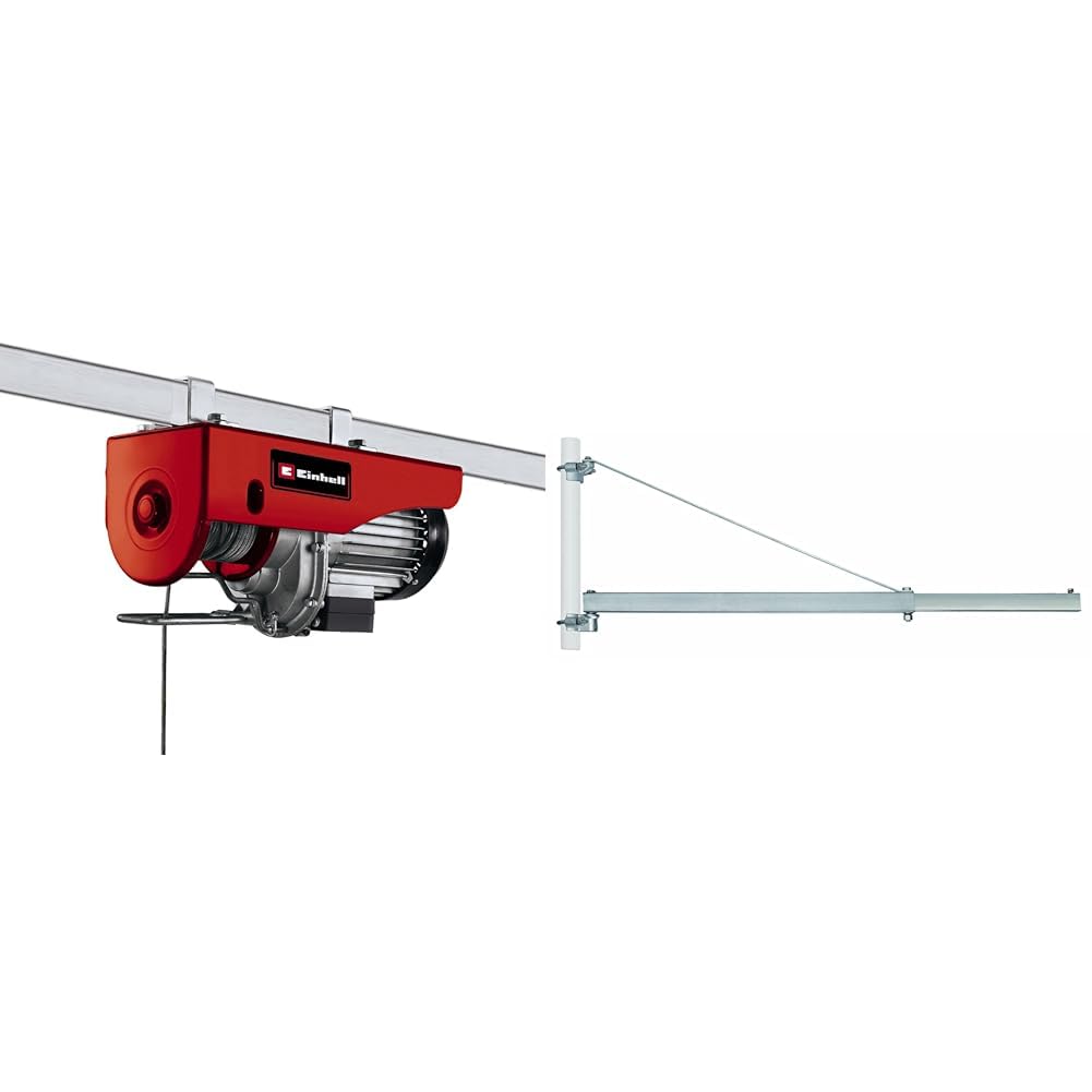 Einhell 2255140 Wciągnik Linowy, Czerwony/Srebrny, 1000 W & Einhell 2255398 Ramię Wychylne