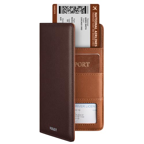 VULKIT Passport Wallet for Travel RFID Blocking Premium Leather