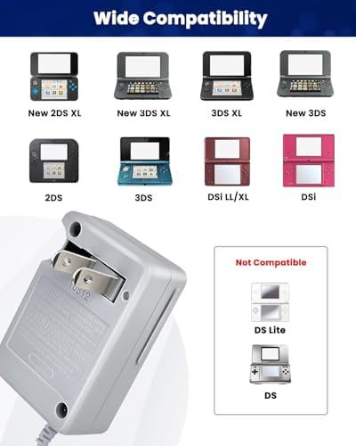 AC Adapter Game Charger for Dsi Ndsi 3DS/3DSXL/New 3DS/New 3Dsll/2DS/Dsi/Dsixl 2 Pack with Stylus Pen - 1