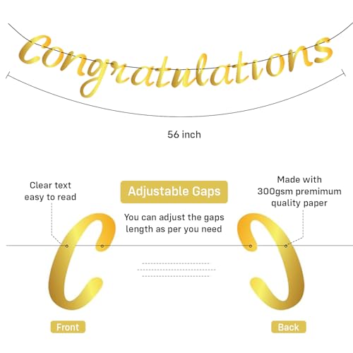 Image of Party Propz Congratulations Banner - 42 Pcs Pink and Golden Congratulations Decoration Items | Balloons For Decoration | Congrats Banner (Cardstock, Latex)