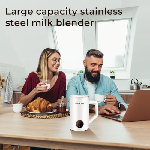 MAISON HUIS Milk Frother, 6-IN-1 Electric Milk Steamer, 20oz/591ml Hot & Cold Foam Maker for Latte & Cappuccino, 550W Fast Heating Stainless Steel Milk Steamer, Hot Chocolate Maker — view 5
