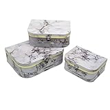 Juego de 3 cajas de carton, en formato de maleta y con dibujos bonitos,para guardar cositas o para empaquetar regalos. (Piedra blanco)