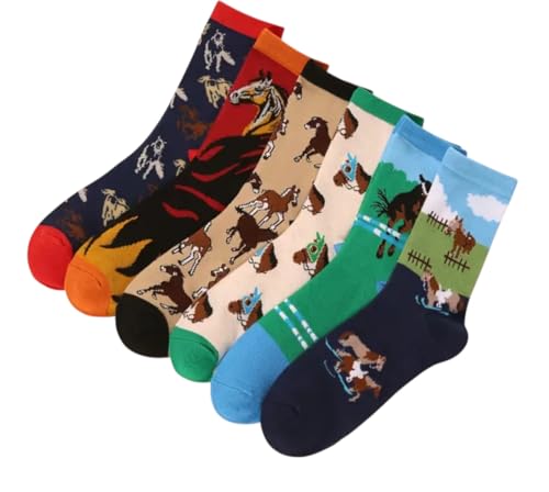 Horse Racing Socks. 6 Pairs in a box. UK Adult Size 6-10. Horse Racing Gift.