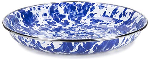 Enamelware - Colbalt Blue Swirl Pattern - 10 Inch Pasta Plate #TOP17