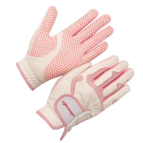 Wwhe0514rlq Golf Gloves Women 1 Pair Left Hand Right Hand Golfer Breathable Mesh Micro Fiber Cloth Non-Slip Particles Golf Accessories,XL(Length19.5cm)