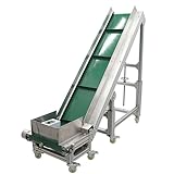 TECHTONGDA Climbing Conveyor Electric PVC Belt Conveyor Adjustable Height Adjustable Speed Aluminum Alloy Frames with 1.5Inch Baffles Load 88LBS Green 11.8inch Wide Belt