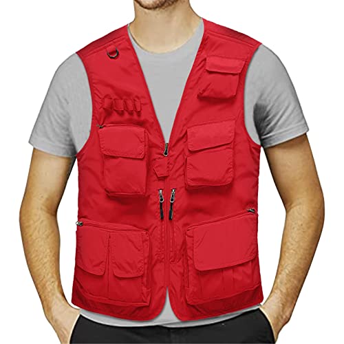 Beokeuioe Chaleco de pesca para hombre, chaleco de caza, chaleco de bicicleta, ligero, de verano, para ciclismo, de carreras, transpirable, deportivo, sin mangas, para moto, bicicleta de montaña,