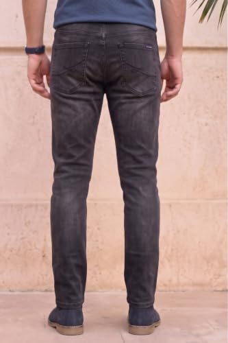 Image of Louis Philippe Men's Regular Fit Stretch Fabric for Comfort Premium Wash Aesthetic Authentic Twill and Durable Jeans