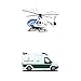 Dickie Guardia Civil-Furgón con luz y Sonido 34cm, Color Blanco/Verde (1156011) + Helicóptero con luz y Sonido 36cm, Color Blanco/Verde (1156001)