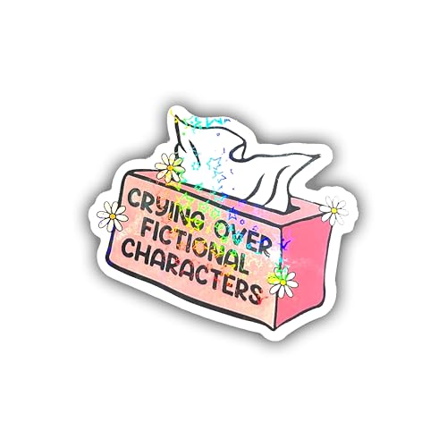 BELISMIA 3pcs Crying Over Fictional Characters Holographic Stickers, Tissue Box Hologrpahic Vinyl Stickers, Holographic Vinyl Water Assistant Sparkly Stickers for Laptop Phone Water Bottle Kindle
