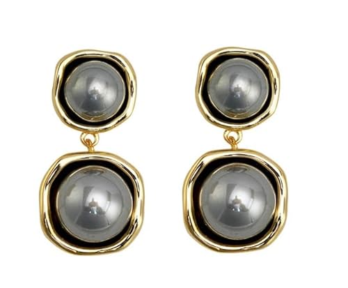 DIAMANTIO Pearl Earrings Long Tassel Gold Plated Multi-Beaded Cluster Chain