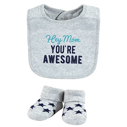 Image of Hudson Baby Unisex Baby Cotton Bib and Sock Set, Boy Mothers Day, One Size