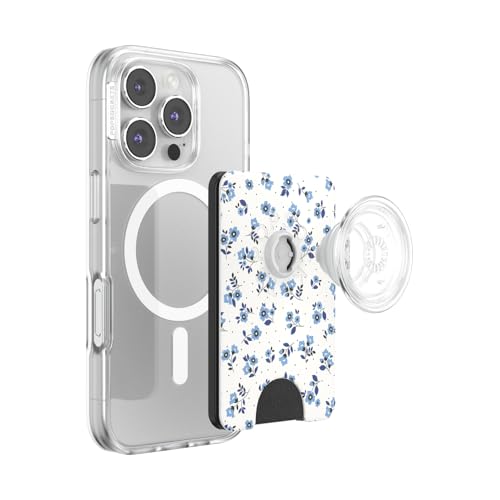 Image of PopSockets Phone Wallet for MagSafe, Phone Card Holder with Grip, Bow - Forget-Me-Not Waltz