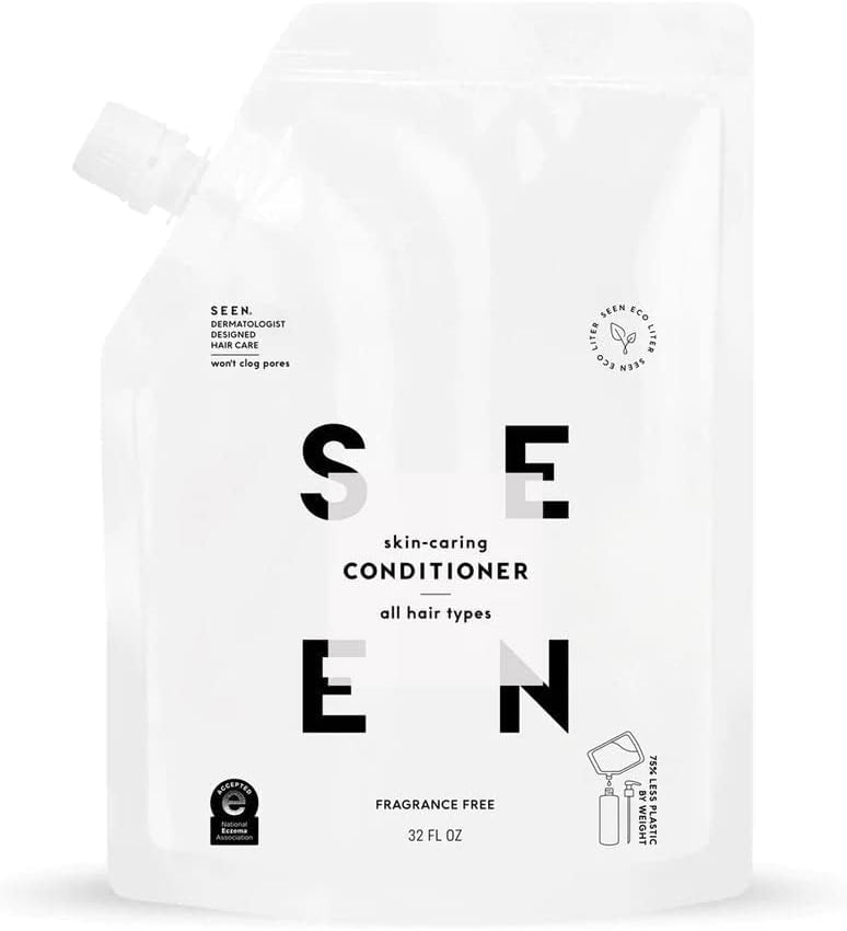 SEENConditioner Eco-Refill, Fragrance Free - Non-Comedogenic & Sulfate-Free Hair Conditioner- Dermatologist-Developed - Safe for Sensitive & Acne Prone Skin