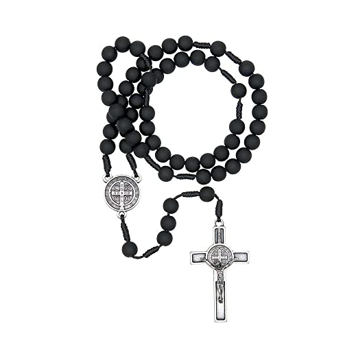 Terço São Bento Preto Fosco 8mm Com Fé Brasil