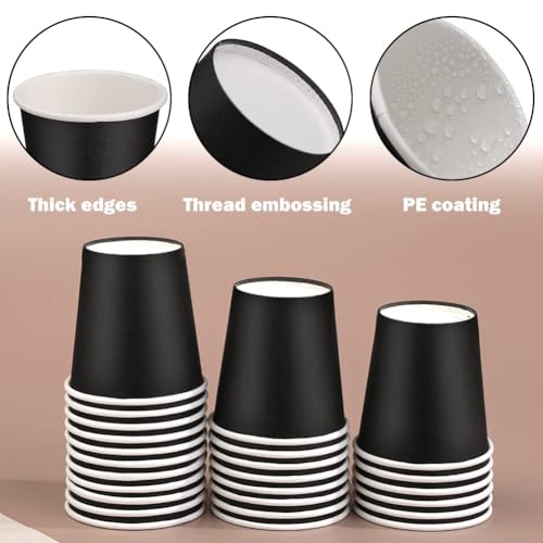 ENCHOL 100 Pack 3 oz Paper Cups, Small Mouthwash Cups, 3 oz Disposable Cup for Party Picnic, Office, and Travel (Black) - Image 3