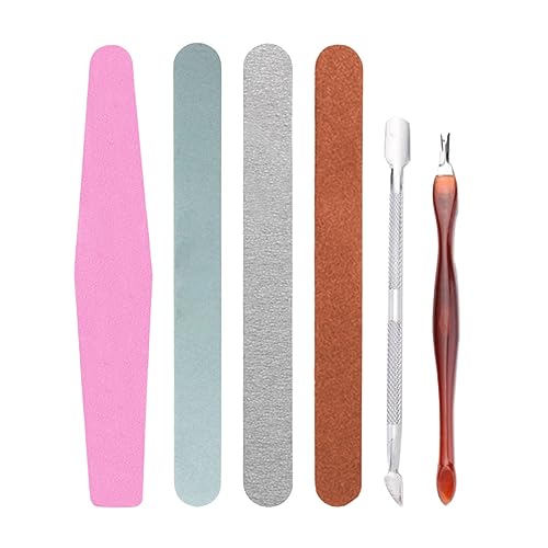 6 Piezas Limas de Uñas Profesionales Kit de Uñas Remover el Esmalte, Limas para Uñas de Doble Cara Set, Gel Acrílico Limas Uñas con Lavable, Kit Manicura Limas, con Empujador de Cuticulas