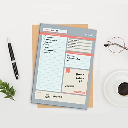Previs Agenda giornaliera A5 50 fogli - Organizzatore giorno per pagina - Daily Planner Desktop - To Do List - Daily Planner - Productivity planner - immagine 6