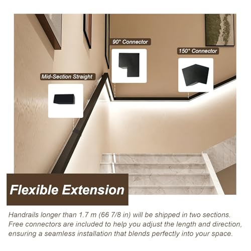 Rambarde d'escalier intérieure en alliage d'aluminium LED Premium - 6