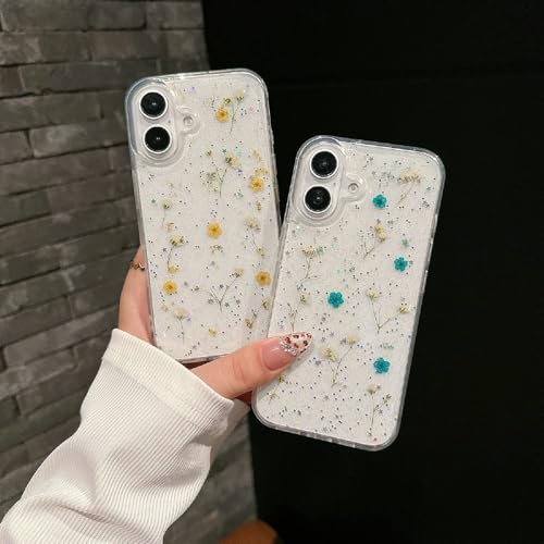 Shinymore Compatible with iPhone 15 Pro Max Flower Case, Soft Clear Flexible Rubber Pressed Dry Real Flowers Girls Glitter Floral Cover-Purple by Shinymore - Used condition - Image 7