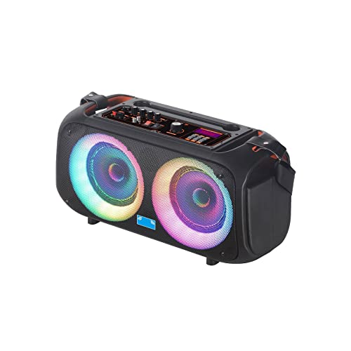 Portable Multifunctional Bluetooth Speaker with Sound Activated Lights Mobile Double 6.5 Inches g Battery Life/Wireless Bluetooth（Color：Black）