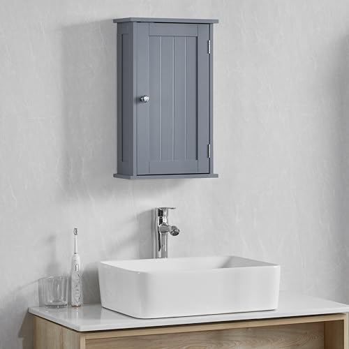 Bath Vida Priano Bathroom Cabinet Single Wall Mounted Storage Cupboard Shelf, Grey