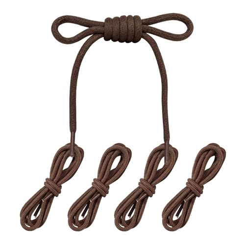 SYNTHORA Flat Round Laces 45 Inch, 4 pcs Durable Woven Shoelaces, Non-Slip Fade-Resistant Athletic Shoe Laces for Sneakers, Sports Shoes & Casual Shoes(Brown)