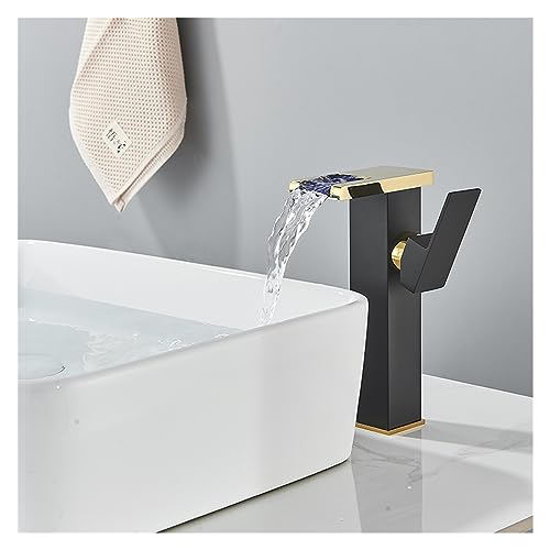 Grifo de lavabo alto negro y oro CXYWBD para agua fría y caliente con hidrogenerador