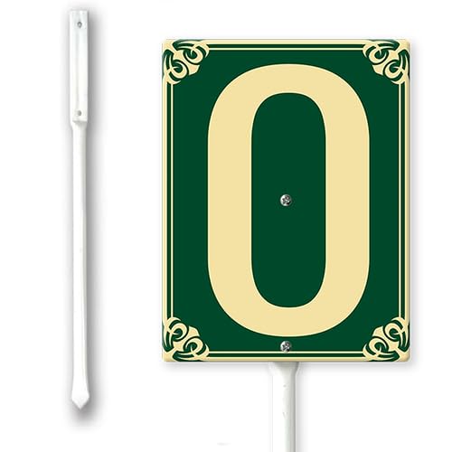 Number 0 Sign with Stake for Outside Lawn 7x8.8inch Aluminium Yard Decorations Metal Fade Resistant Green Numbered Signs for Out door Yard Driveway Home Easy to Install
