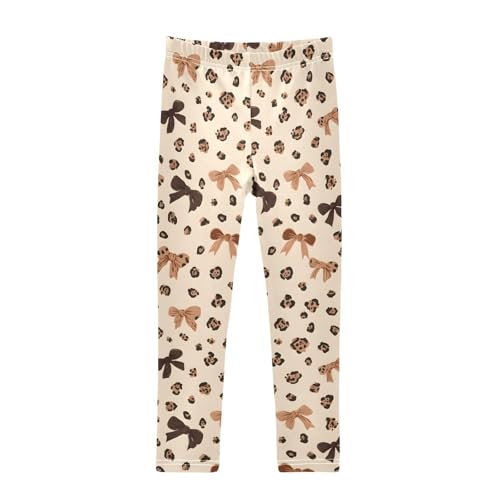 ALAZA Girls' Leggings Children's Yoga Pants Skinny Printed Dance Leopard Bow Comfortable 4T