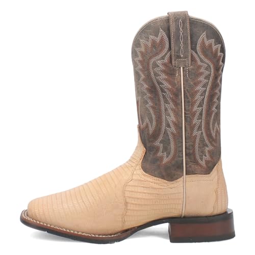 Dan Post Boots Mens Barrett Embroidered Lizard Square Toe Pull On Dress Boots Mid Calf - Beige, Grey3