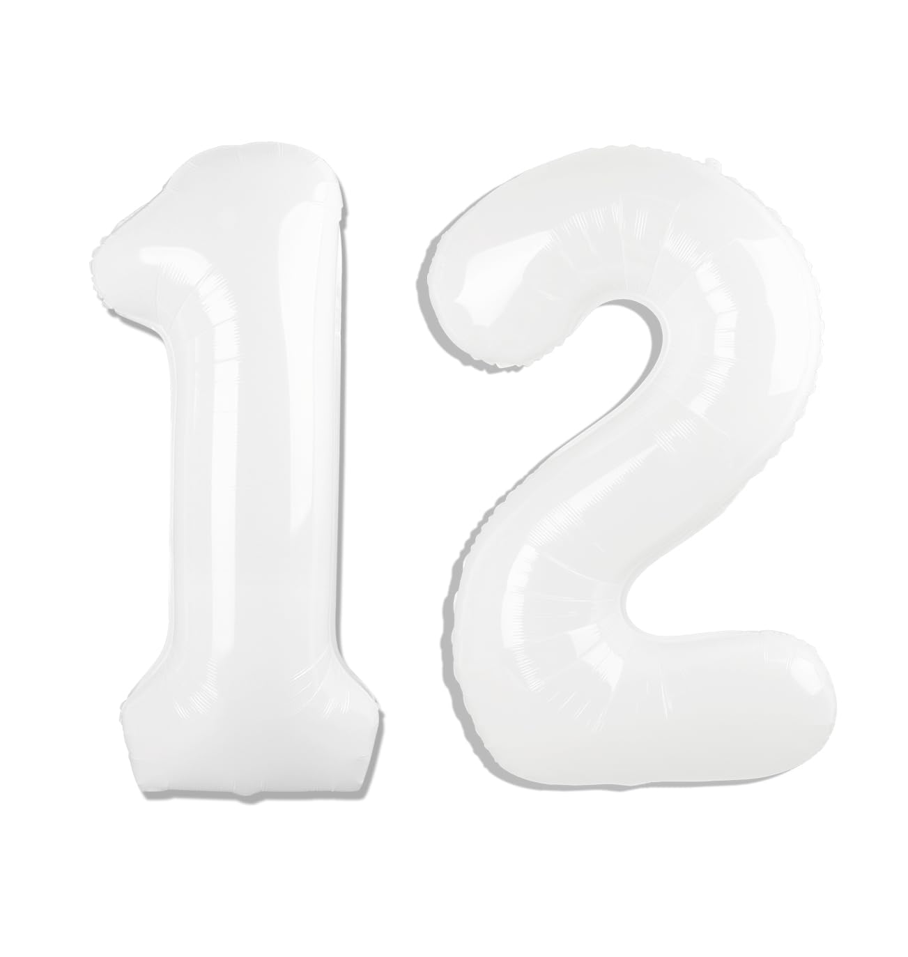 White 12 Balloon - Number Balloon 40 Inch, 12th White Birthday Decorations