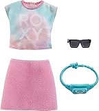 Barbie GRD42 - Roxy Bekleidung Mode Set - Shirt, Rock, Gürteltasche und Brille