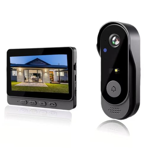 Video Doorbell with Two-Way Audio 2.4G Wireless Smart 4.3" LCD Screen Intercom Video Doorbell Camera Monitor Home