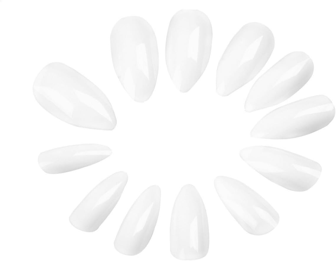 Generic 600pcs White Coffin Nails False Nail Glue Stiletto False Nails +for+women Full Cover Fingernails Manicure Return for Women Water Drop Nails Nail Kit Nail Tips Natural