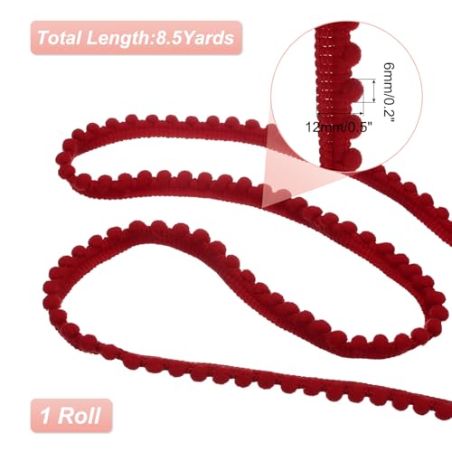 image for uxcell 8.5 Yards Pom Trim Ribbon, 0.5